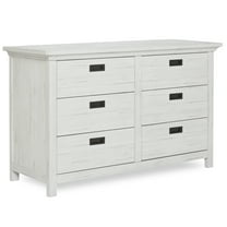 Evolur Waverly 6 Drawer Double Dresser, Weathered White