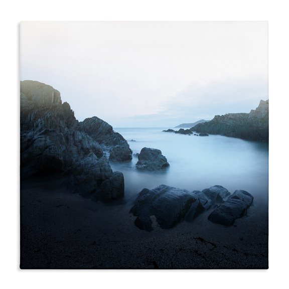 Stupell Industries Coastal Blue Ocean Cove Cliff Landscape Morning Misty Sky Canvas Art, 17 x 17, by Ian Winstanley