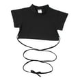 thumbnail image 3 of Sinleey Kids Girls Hip Hop Crop Top Vest Short Sleeve Mock Neck Strappy Jazz Modern Dance T-Shirts Black 110, 3 of 7