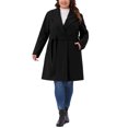 thumbnail image 2 of Agnes Orinda Women's Plus Size Winter Coats Single Breasted Lapel Belted Midi Pea Coats with Pocket 2X Black, 2 of 6