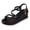 1Black, variant on Platform Wedge Sandals Women Strappy Heels Open Toe Rhinestone Ankle Strap Pumps Shoes Casual Summer Dressy Shoes White Size 8