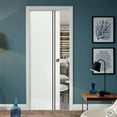 thumbnail image 3 of Sliding French Pocket Door 24 x 96 inches with | Planum 0016 White Silk with Frosted Glass | Kit Trims Rail Hardware | Solid Wood Interior Bedroom Sturdy Doors, 3 of 6
