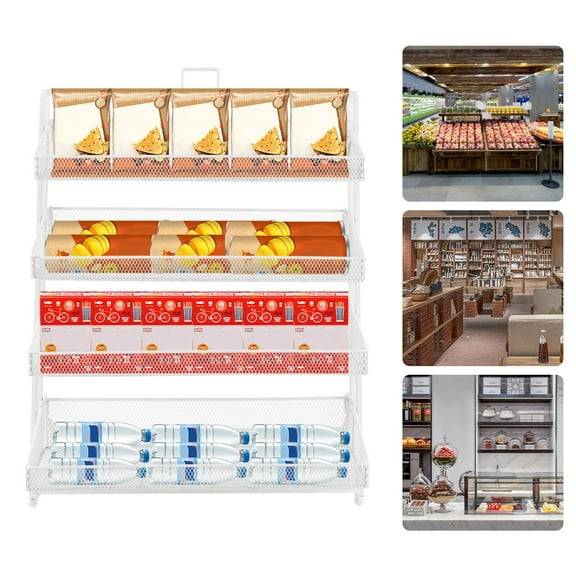 4 Tiers Display Rack Retail Store Shelving Snack Storage Organizer for Cosmetic Stores, Supermarkets