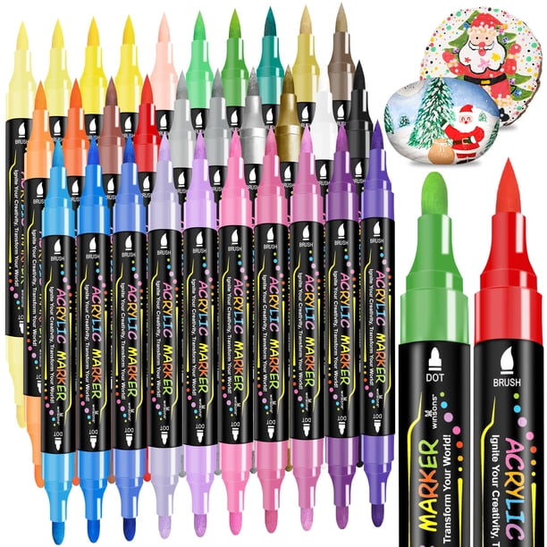Marcadores de pintura acrílica WINSONS 30 colores de doble punta