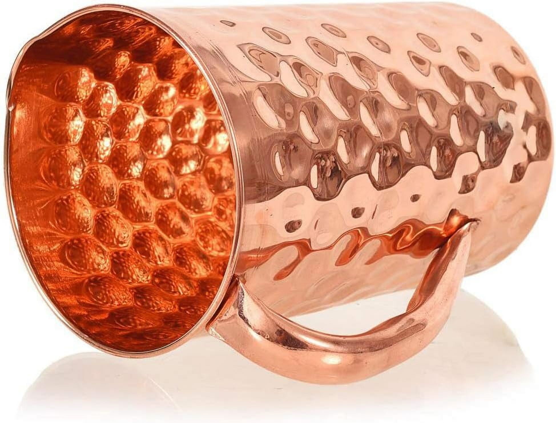 100% Pure Copper Diamond Cut Design 2 Liter Jug Pitcher with Brass Knob, 2 Dimond Copper Tumbler, Medium, Bronze