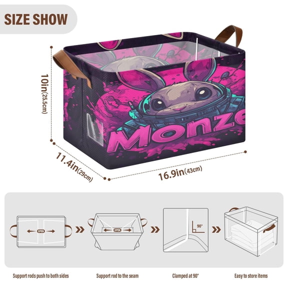 BZSMCE Collapsible Fabric Cube Storage Bins Cartoon Rabbit Pattern Design Pattern Storage Box