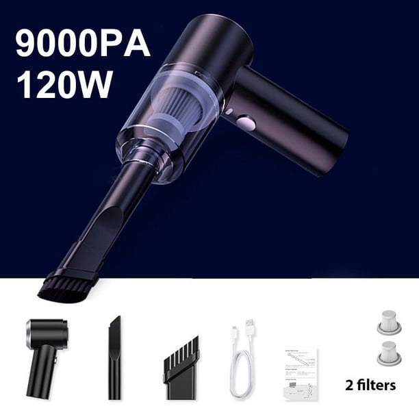 Aspirador de coche 9000pa, Mini limpiador estilo pistola, aspirador portátil de mano inalámbrico de 120W para electrodomésticos interiores de automóviles Deng Xun unisex