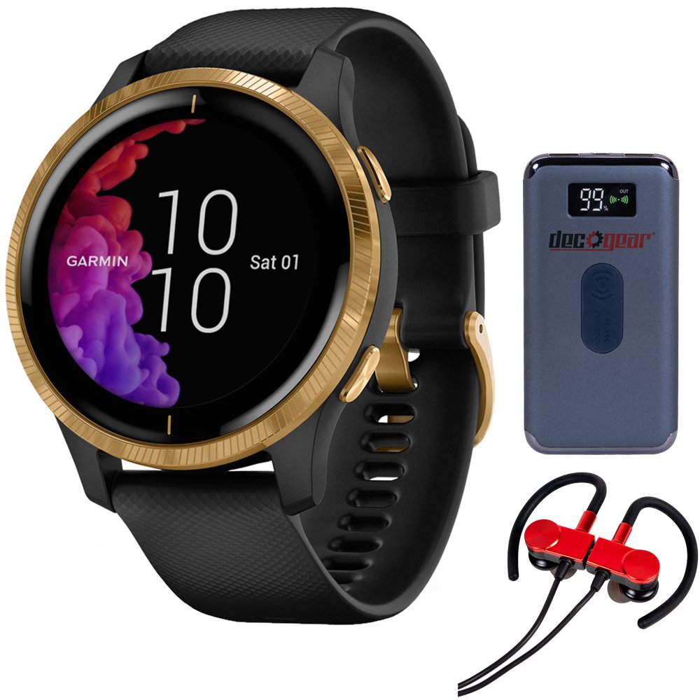 Garmin 0100217331 Venu Amoled GPS Smartwatch, Black with Gold