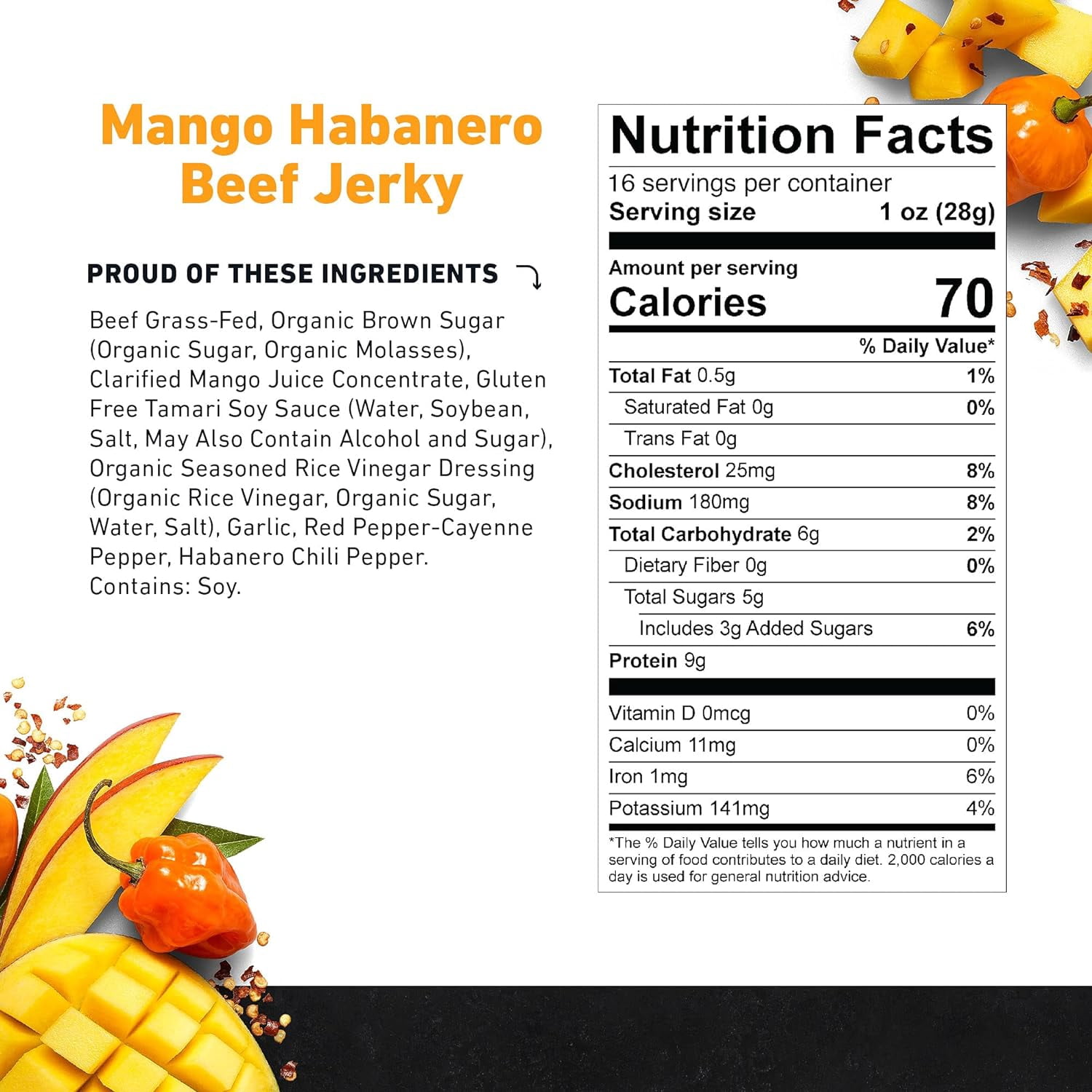 Country Archer Mango Habanero Beef Jerky 16 Ounce