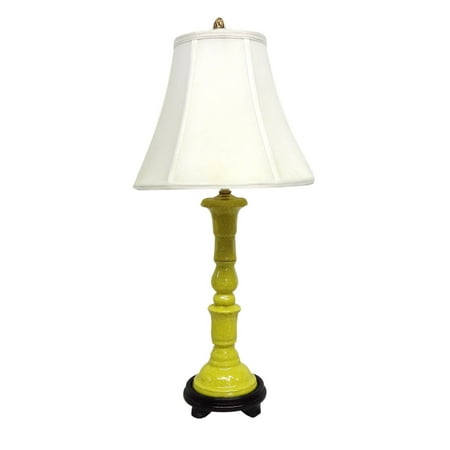 Yellow Oil Lamp - Imperial Yellow Crackle 1-light Gold Candlestick Table Lamp