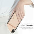 thumbnail image 2 of Cutyskin Carbon Fiber Texture PU Leather Case for iPhone XR, with Detachable Card Holder, Compatible Magsafe Charging, Ultra Thin Design Shockproof Phone Case for iPhone XR, Khaki, 2 of 6