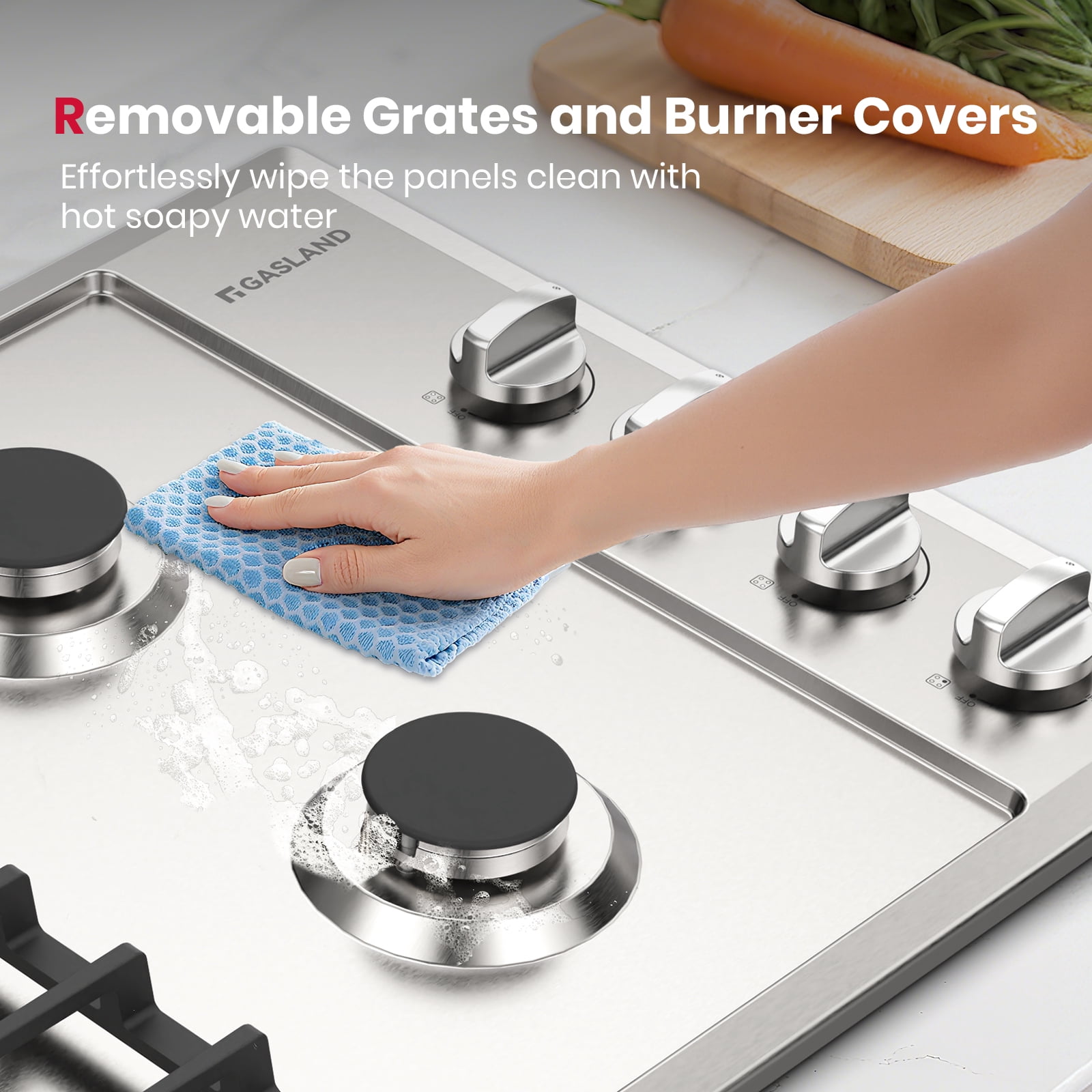 GASLAND 30 Inch Built-in Gas Cooktop, 4 Sealed SABAF Burners, Stainless Steel Dual Fuel Stovetop with Flame-Out Protection, CSA Certified (GH2304SS)