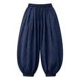 thumbnail image 3 of Shadoumai Girls Lantern Pants,Summer Flowy Wide Leg Elastic High Waist Beach Harem Pants Lightweight Comfy Vacation Trousers, 3 of 5