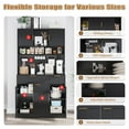 thumbnail image 5 of Lumiinofami 72.8" Kitchen Pantry Cabinet, Microwave Hutch with Charging Station, DIY Pegboard, 5 Fluted Doors, 2 Drawers, Adjustable Shelves for Kitchen, Dining Room, Living Room, Black, 5 of 10