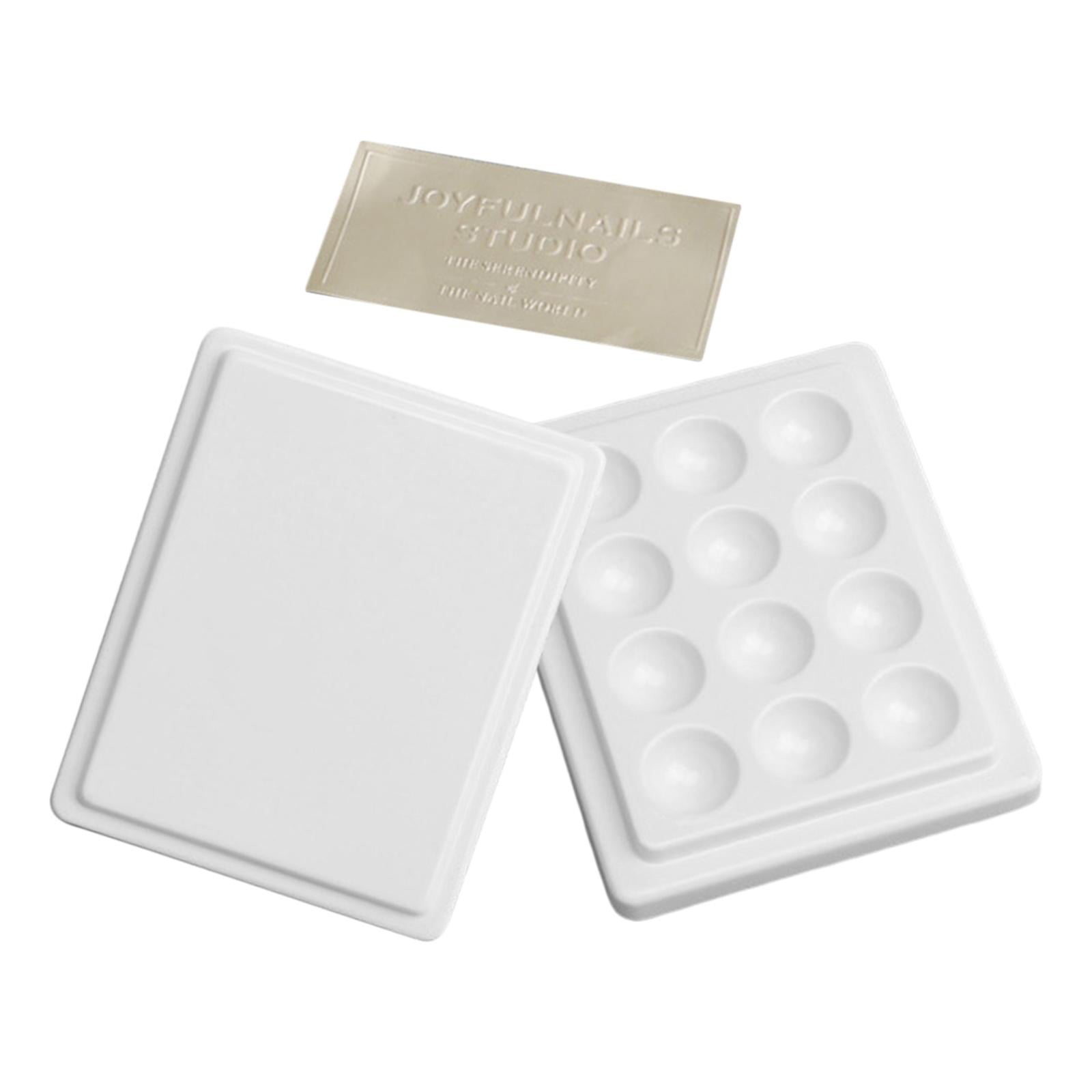 Yunhgft 12-Well Ceramic Porcelain Watercolor Paint Palette with Cover 4x3 inches Mixing