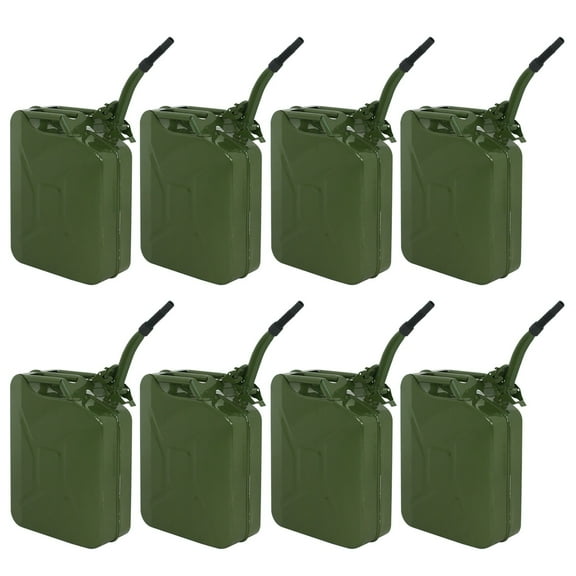 ZENY 5 Gal 20L Jerry Can Emergency Backup Gasoline Fuel Steel Tank Green Set of Eight