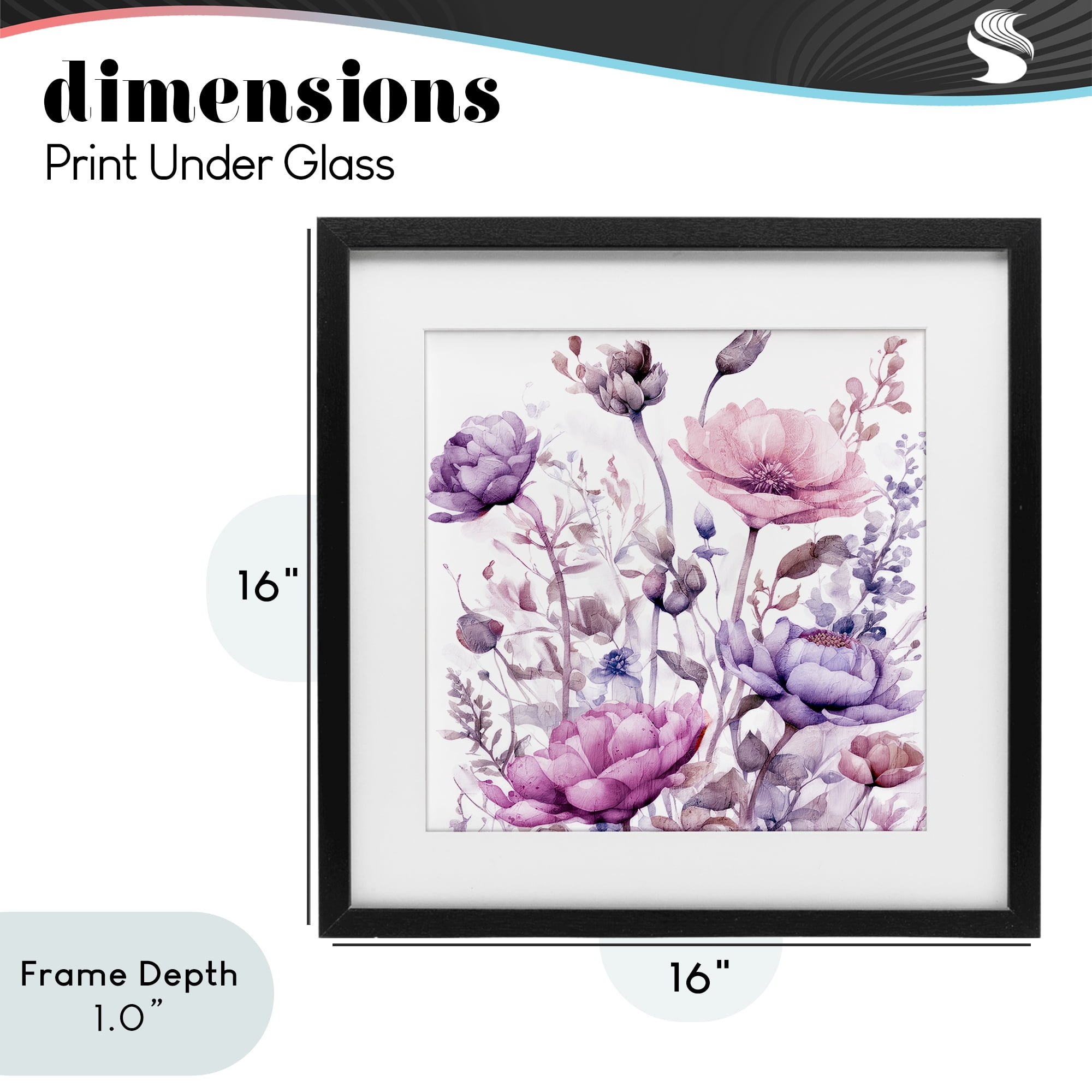 Stupell Industries Purple & Pink Florals Black Framed Print Under Glass, design by Kim Lewis