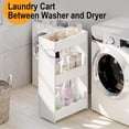 thumbnail image 3 of Wood Rolling Storage Cart 7.9" W, 3 Tier White Slim Utility Kitchen Cart on Wheels Laundry Room Bathroom Organizers Narrow Shelves with Handle Mobile Shelving Unit for Small Places, 3 of 6