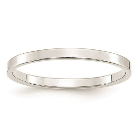- 10k White Gold 2mm Polished Lightweight Flat Wedding Band Ring Size 5.5