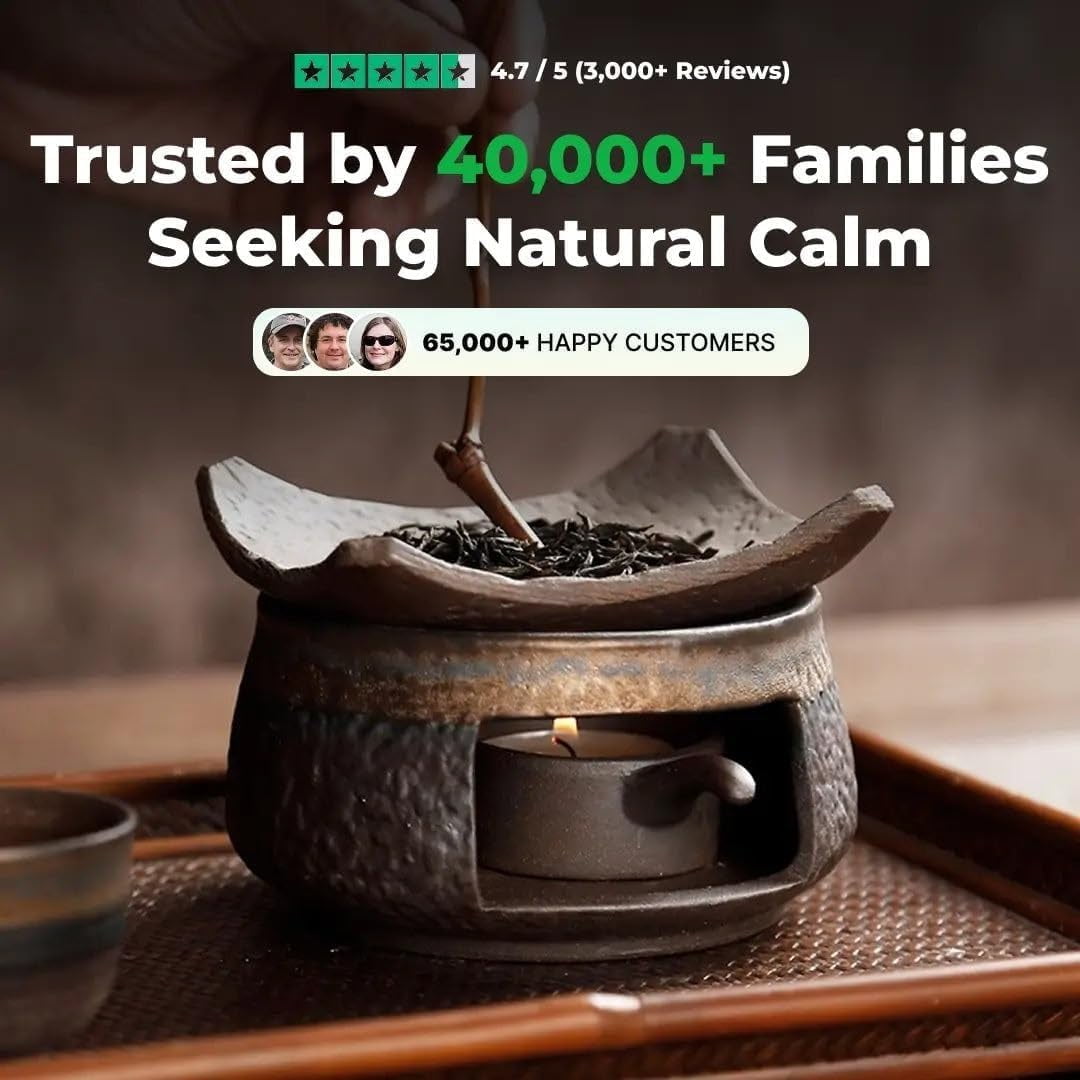 Ceramic Aromatherapy Stove Essential Oil, Cedar and Zen Aromatherapy Burner, Handmade Zen Incense Burner Kit, Tea Light Candle Holders Teapot Warmer for Home Office Meditation Relaxation(2 Set)