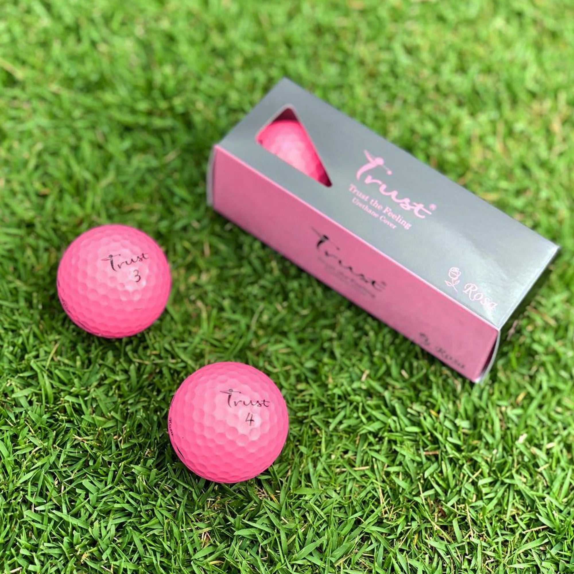 Trust Rosa Golden Pink. Crystal Urethane Cover with Dynamic Core, 3 Piece Golf Ball, Soft Feeling (1 Dozen)