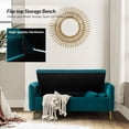 thumbnail image 3 of Upholstered Flip-Top Storage Bench Button Tufted with Pillows Golden Base for Home Bedroom Teal, 3 of 7