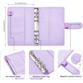 thumbnail image 2 of PU Leather Notebook Binder Budget Planner Binder Cover with 12 Pieces Binder Pocket Personal Cash Budget Envelopes System 6 Hole Binder Zipper Folder(Purple), 2 of 7