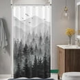 thumbnail image 3 of Black and White Misty Forest Shower Curtain Set Grey Gray Ombre Waterproof Fabric Shower Curtains Nature Tree Mountain Decorative Bathroom Bath Curtain Decor (Black,36"x 72"), 3 of 6