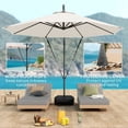 thumbnail image 4 of Parasol Déporté de Patio 10 Pi avec Base à Roulettes Remplissable, Sangles Coupe-Vent et Housse, Protection UV UPF 50+, Rotation à 360°, Parasol en Polyester Blanc Crème pour Jardin et Terrasse, 4 of 7