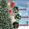 thumbnail image 5 of 7FT Pre-Decorated Holiday Christmas Tree for Home Office Party Decoration w/ 1100 PVC Branch Tips, Artificial Xmas Snow Tree w/ Pine Cone & Red Berries, Metal Hinges & Base, for Indoor Festival Decor, 5 of 8