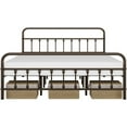 thumbnail image 2 of Topeakmart Metal Bed Frame with High Headboard and Footboard, Bronze, King,, 2 of 7