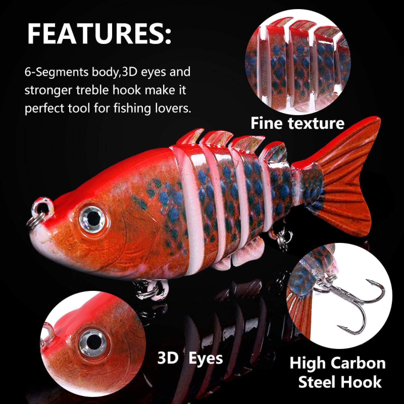 HENGJIA Fishing Lures, 10pcs Large Multi Jointed Fish Fishing Kits Slow Sinking Lifelike Swimbait Freshwater and Saltwater for Trout Bass Lures, 3.15"/0.46oz