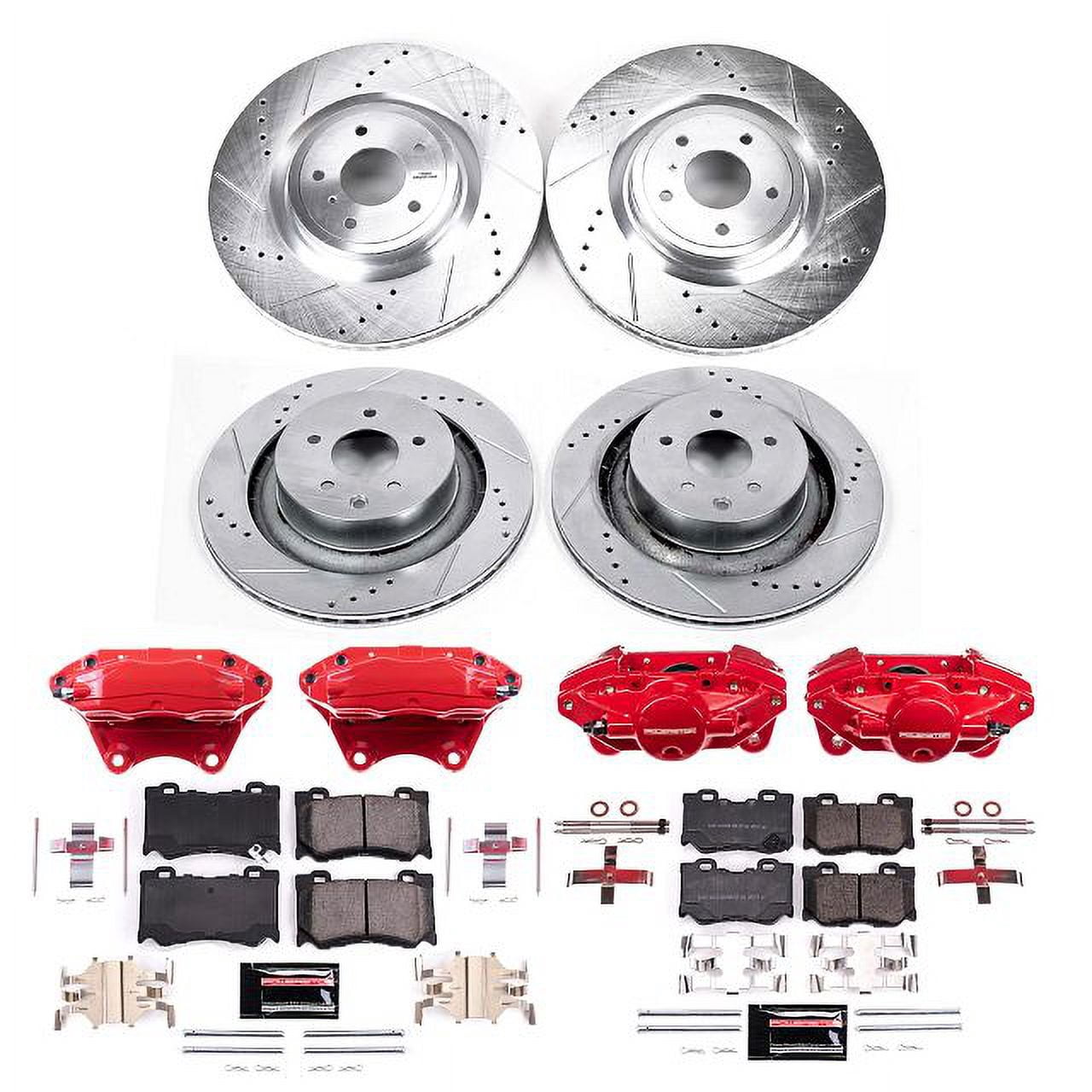 PowerStop Front and Rear Z23 Evolution Sport Brake Pad and Rotor Kit with Red Powder Coated Calipers Fits: NISSAN Select Models KC4138B