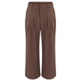 thumbnail image 3 of Mifelio Dress Pants Women, Womens Casual Wide Leg Dress Pants High Waist Tailored Button Down Trousers with Pockets Women's Pants Brown XXXXL, 3 of 8