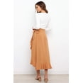 thumbnail image 5 of Wenseny Women’s Satin Asymmetrical Long Wrap Skirts Ruffled Hem Midi Skirt Khaki L, 5 of 7
