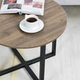 thumbnail image 5 of Round Coffee Table, Zstar Metal Cross Legs Cocktail Table, Gray, 5 of 8