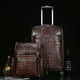 thumbnail image 3 of Equipaje de viaje de cuero genuino con patrón de cocodrilo, bolso, mochila, maleta con ruedas de piel de vaca de primera capa para hombre, estuche de embarque, 3 of 4