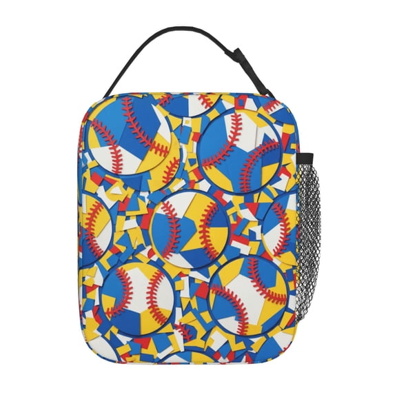 Baseball Insulated Lunch Bag, Reusable High Capacity Thermal Lunch Box Tote Bag, Cooler Food Handbag For Men Women, Office Work Travel Picnic Outdoor