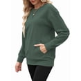 thumbnail image 4 of TARAINYA Women Long Sleeve Oversized Sweatshirt Casual Crewneck Pullover Kangaroo Pockets X Decoration, 4 of 8