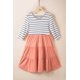 thumbnail image 1 of ABPHQTO Vestido tipo camiseta con volantes en capas de patchwork a rayas para mujer, 1 of 5