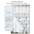 thumbnail image 4 of No Hook Shower Curtain, Coastal Blue Standard Shower Curtains with Snap in Liner, Retro Ocean Coral Shell Starfish Seahorse Waterproof Washable Fabric Bathroom Curtain Sets, 60" x 72", 4 of 9