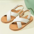thumbnail image 2 of 2DXuixsh Girls Sandals Soft Sole Open Toe Summer Beach Sandals Leather Flat Shoes Slip on Comfortable Open Toe Sandals Fashion Outdoor Beach Sandals White Size 10.5, 2 of 5