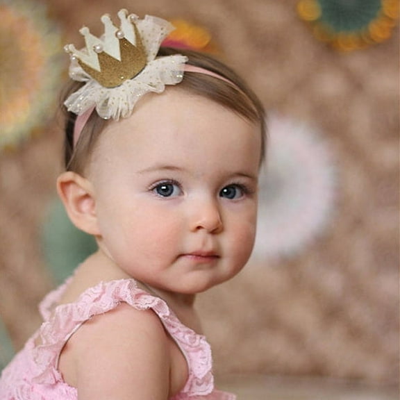 Naierhg Cute Kids Baby Girl Toddler Lace Crown Hair Band Headwear Headband Accessories