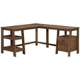 thumbnail image 1 of Sauder Trestle Engineered Wood L-Shaped Desk in Vintage Oak Finish, 1 of 14