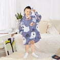 thumbnail image 6 of FORMRS Wearable Blanket Hoodie with Sleeves for Kids Cozy Flannel Sweatshirt, Blue Cute Halloween, 6 of 7