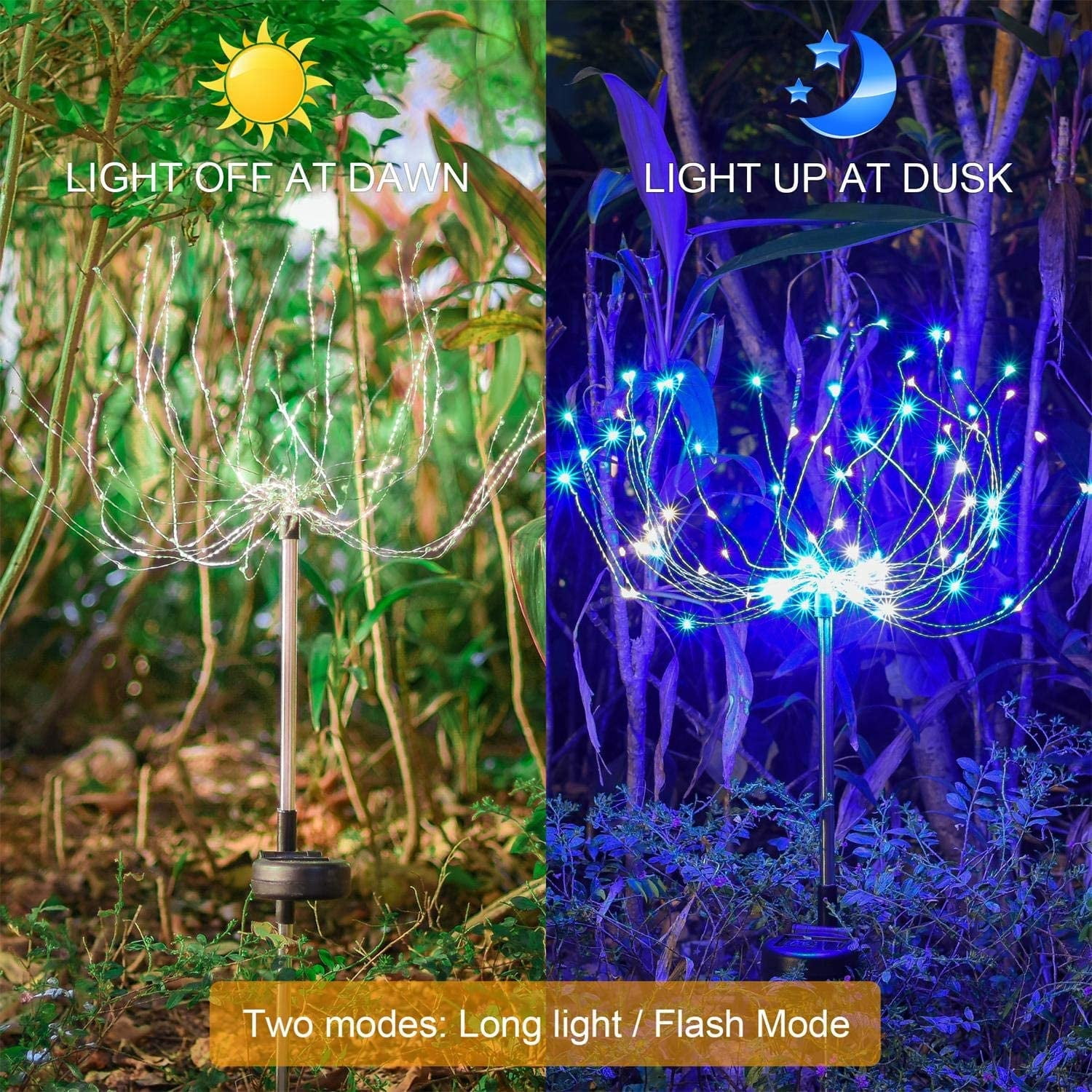 Solar Lights Outdoor, Garden Decorative Lights, Solar Landscape Lights, DIY Lights, 120 LED Powered 40 Copper Wires for Walkway Patio Lawn Backyard，Party Decor 2 Pack （Cool white）