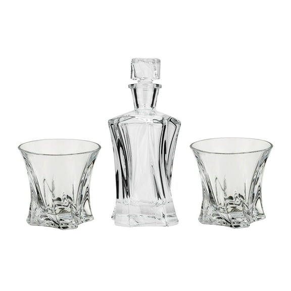 Bohemia Crystal AU52610 1 2 Whiskey Set "Cooper", 1 Decanter   2 DOF Glasses