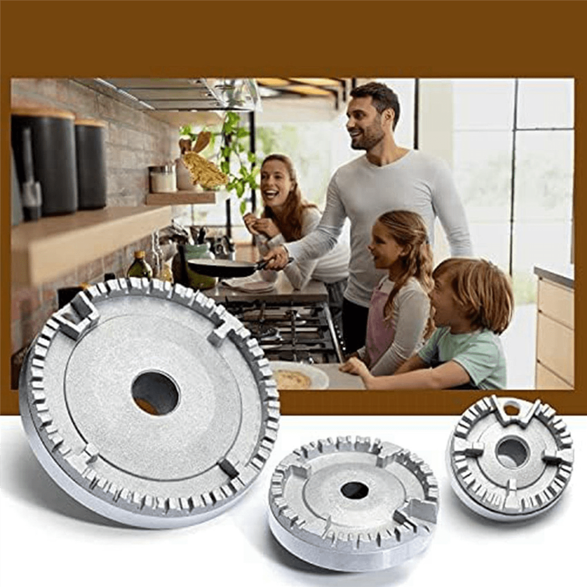8X Universal Burner Crown Flame Cap Oven Cooker Hob Gas for ,Flame Burner Cap Crown Fits All Between Sizes Flat,8 x Accessory part
