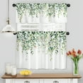 thumbnail image 2 of Alishomtll Kitchen Curtains and Valances Sets Green Floral Print Kitchen Curtains 3 Piece Set 36 Inches Long,Rod Pocket, 2 of 8