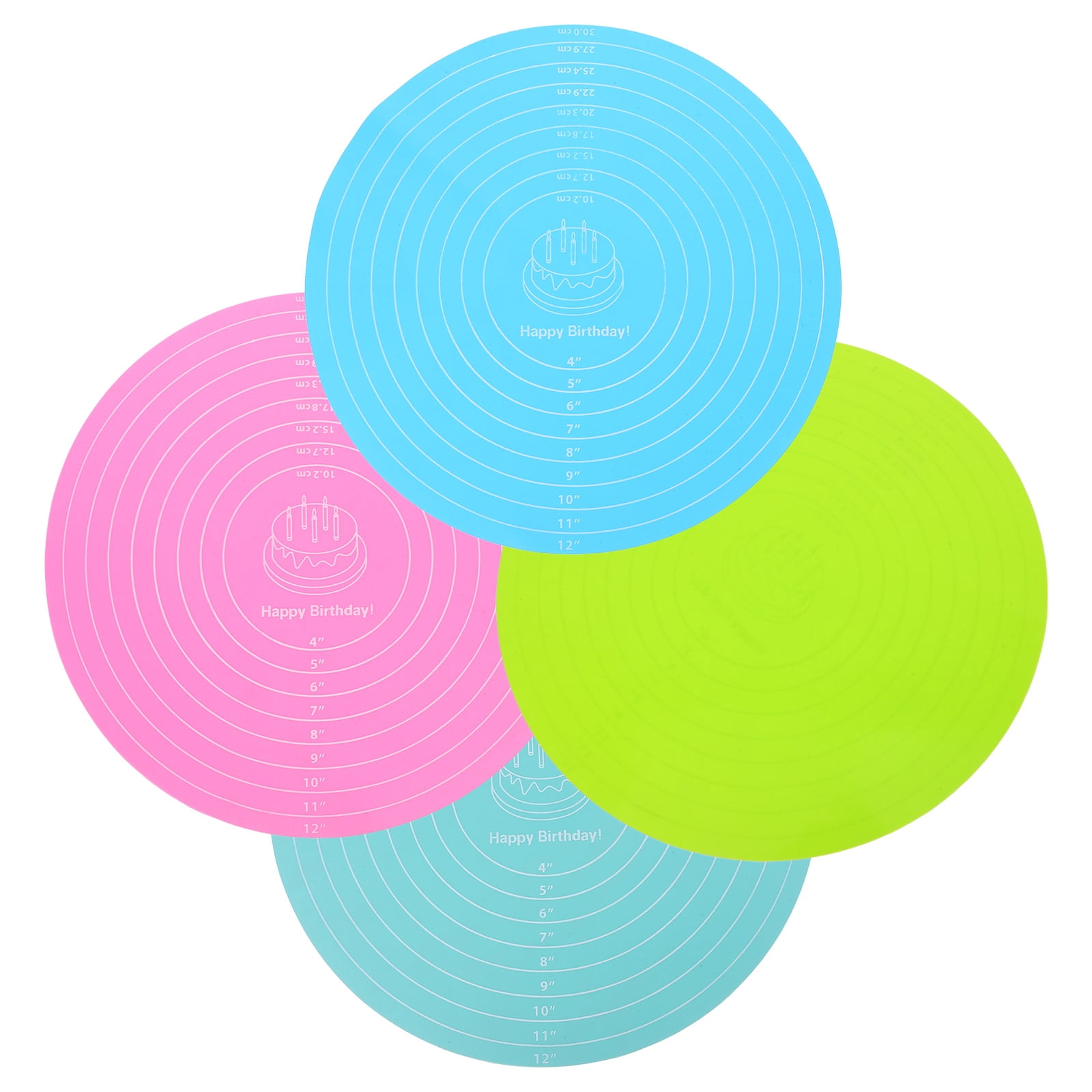 ETHZZLE Heat Resistant Silicone Rolling Mats Assorted Color for Baking Dough 4Pcs
